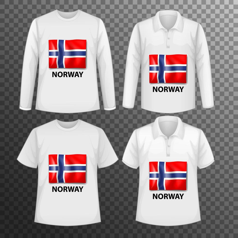 conjunto de diferentes camisas masculinas com bandeira da Noruega vetor