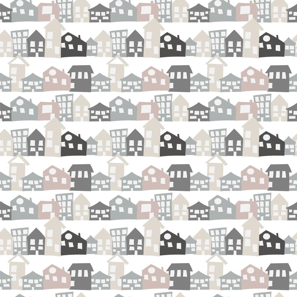 padrão sem emenda escandinavo com casas de doodle desenhado à mão vetor