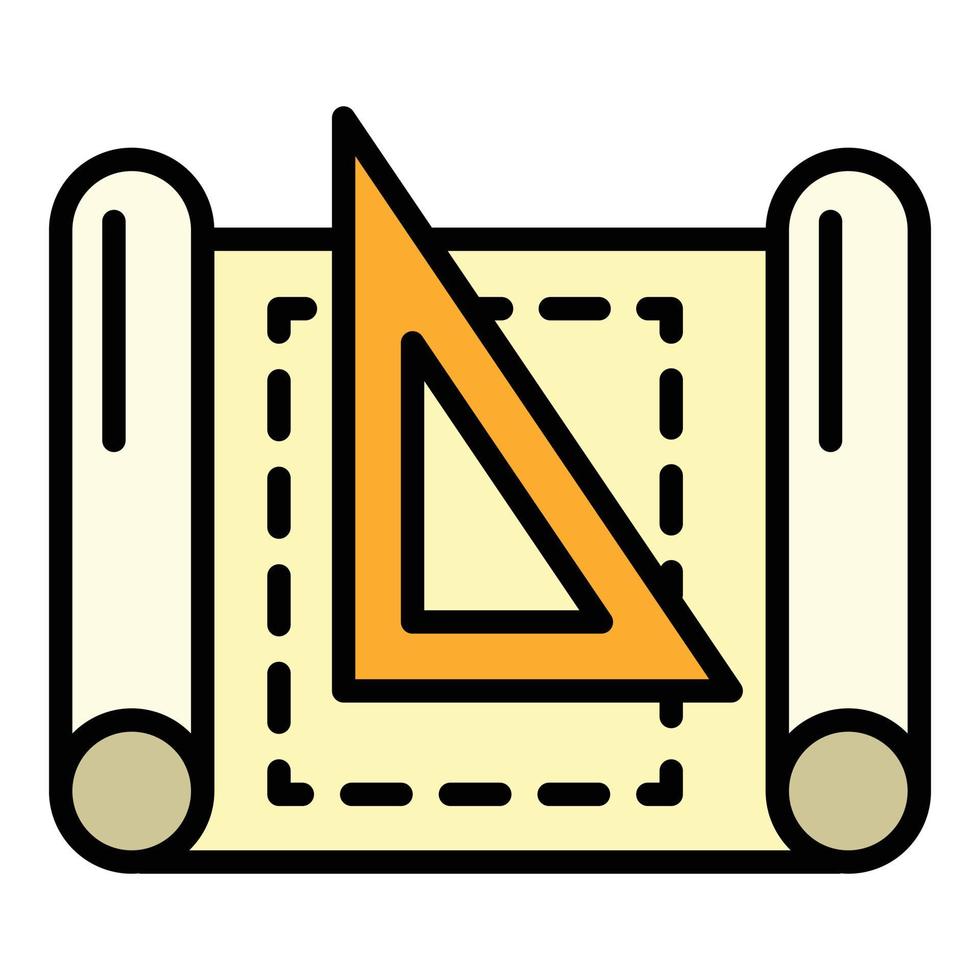 ícone de papel triângulo arquiteto, estilo de estrutura de tópicos vetor