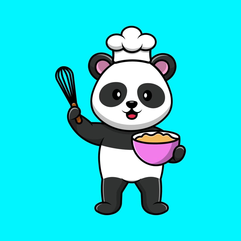 chef panda bonito cozinhar ilustração de ícones do vetor dos desenhos animados. conceito de desenho animado plano. adequado para qualquer projeto criativo.