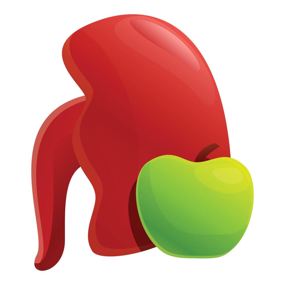 ícone de maçã verde de rim de urologia, estilo de desenho animado vetor