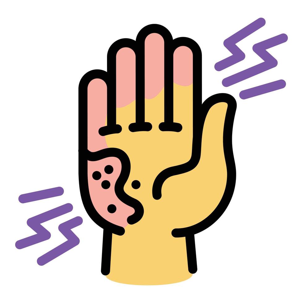 ícone de queimadura de mão de criança, estilo de estrutura de tópicos vetor