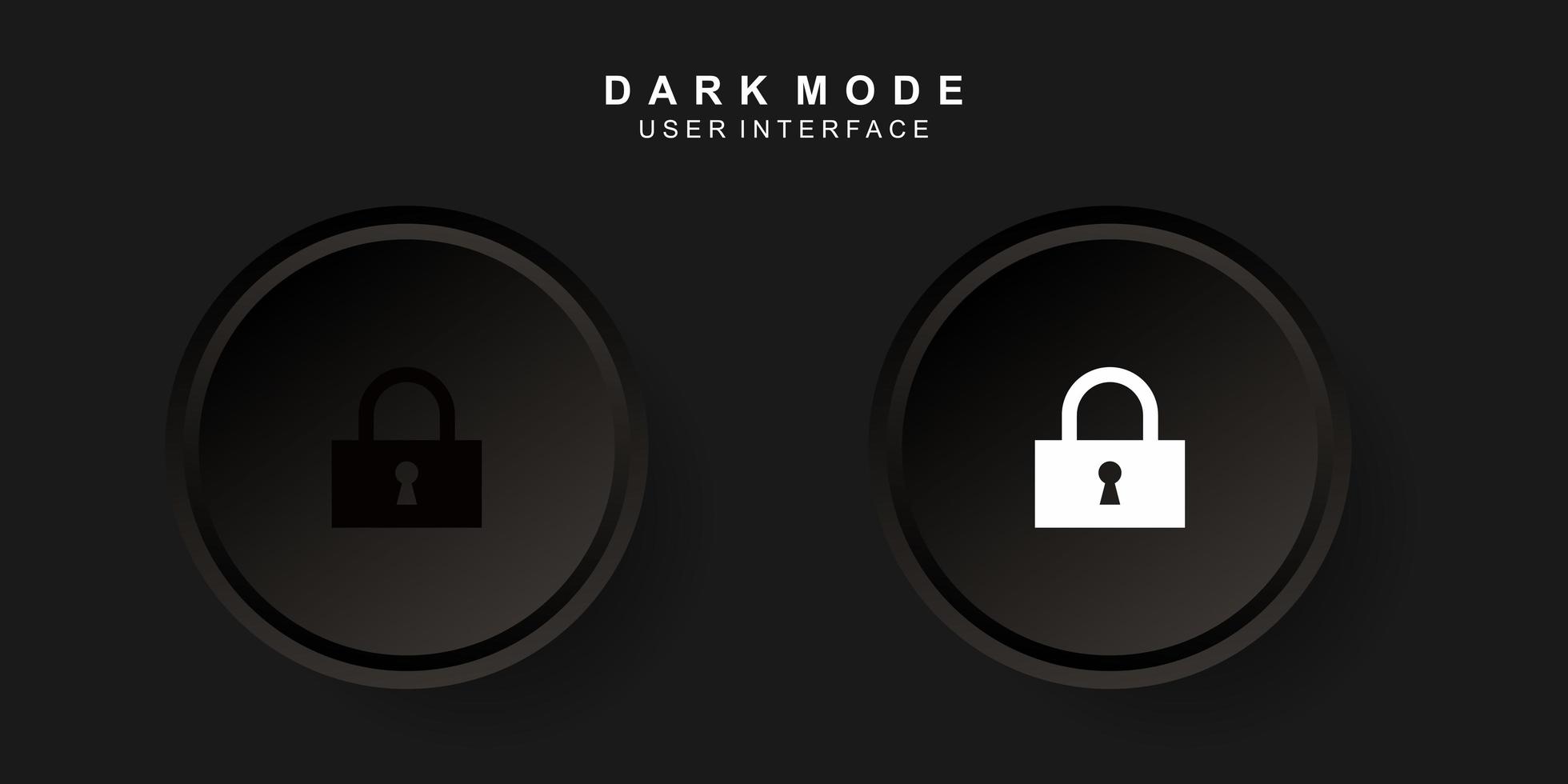 interface de usuário de ícone de cadeado em design de neumorfismo escuro vetor