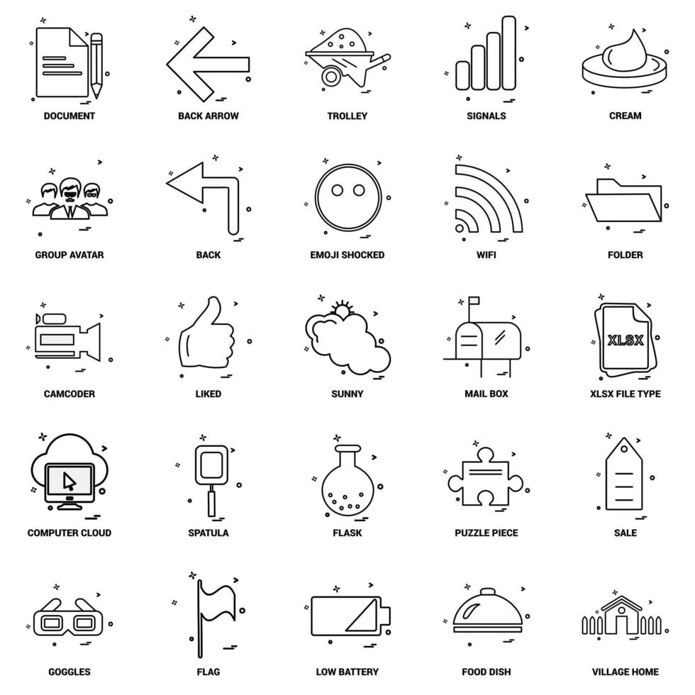 25 conjunto de ícones de linha de mix de conceito de negócios vetor