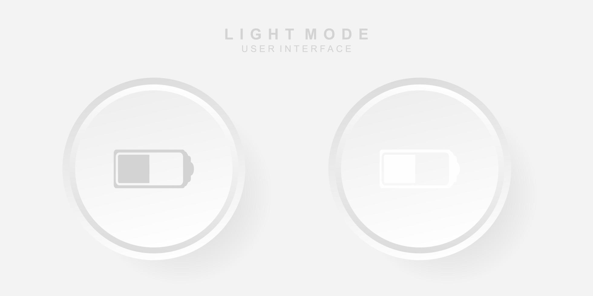 interface de usuário de bateria criativa simples em design de neumorfismo leve vetor