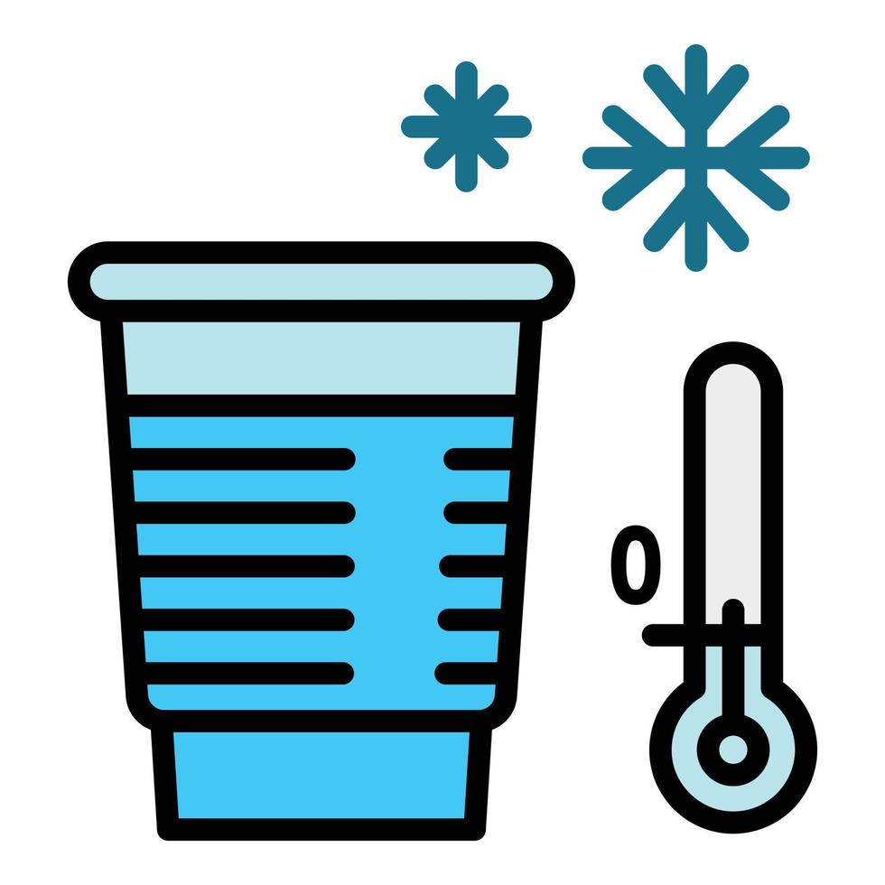 ícone de vidro plástico de água fria, estilo de estrutura de tópicos vetor
