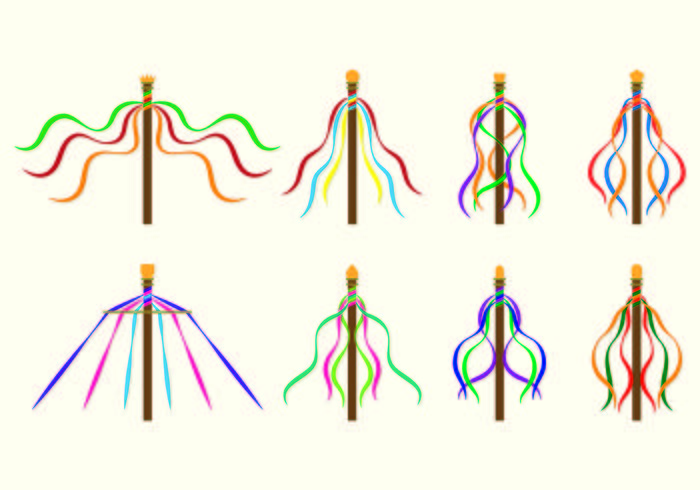 Jogo De Maypole Icons vetor