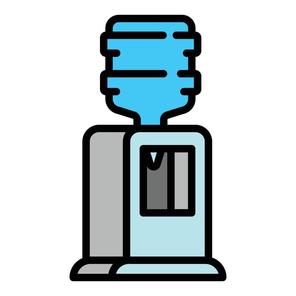 ícone do refrigerador de água do escritório, estilo de estrutura de tópicos vetor