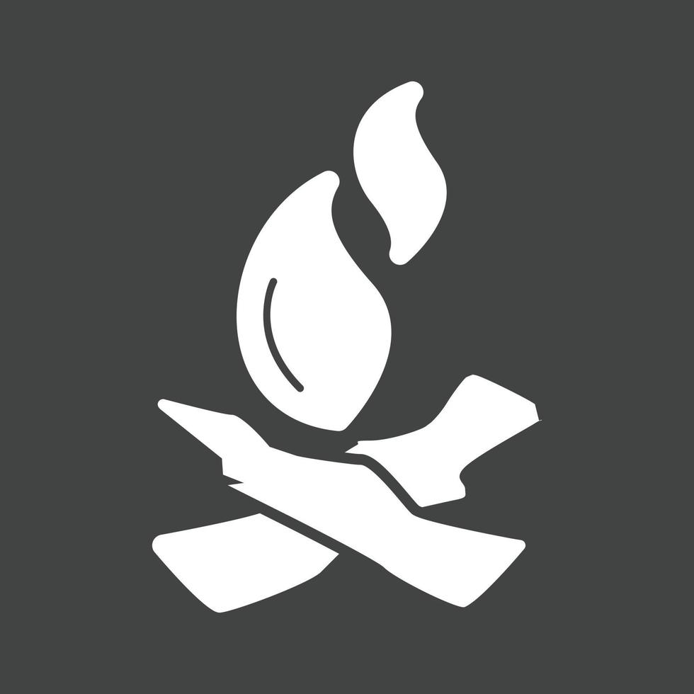 ícone invertido de glifo de fogo de acampamento vetor