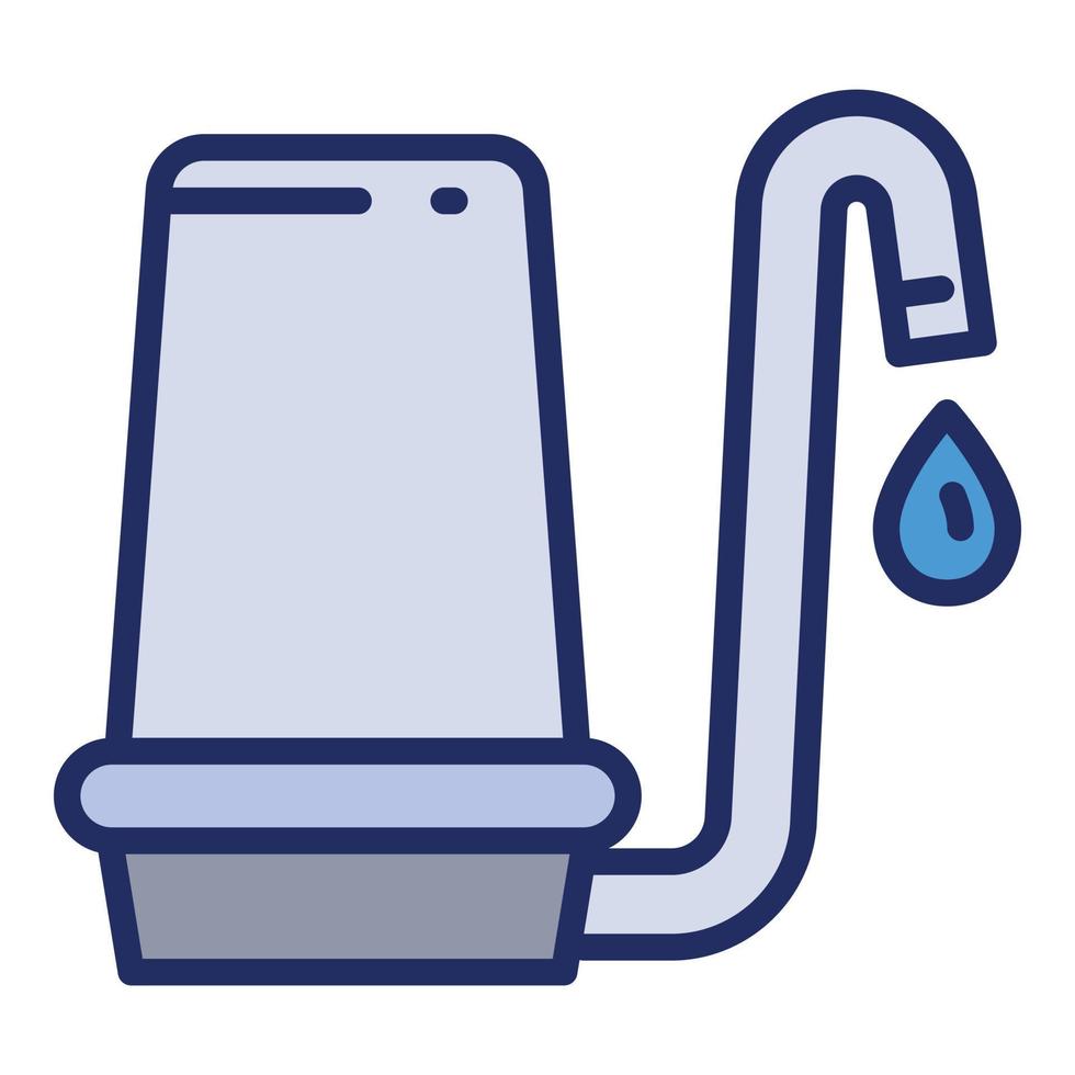 ícone da torneira do filtro de água em casa, estilo do contorno vetor