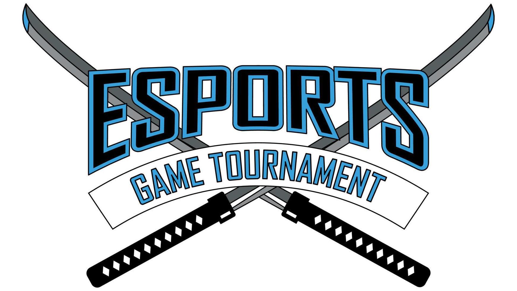 logotipo do torneio de jogos e-sports com katanas. vetor