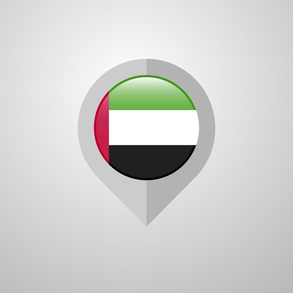 ponteiro de navegação de mapa com vetor de design de bandeira dos Emirados Árabes Unidos