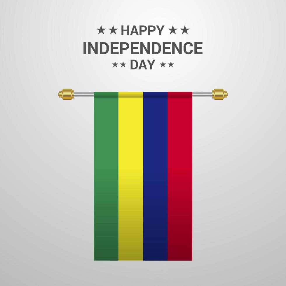 dia da independência de maurício pendurado fundo da bandeira vetor