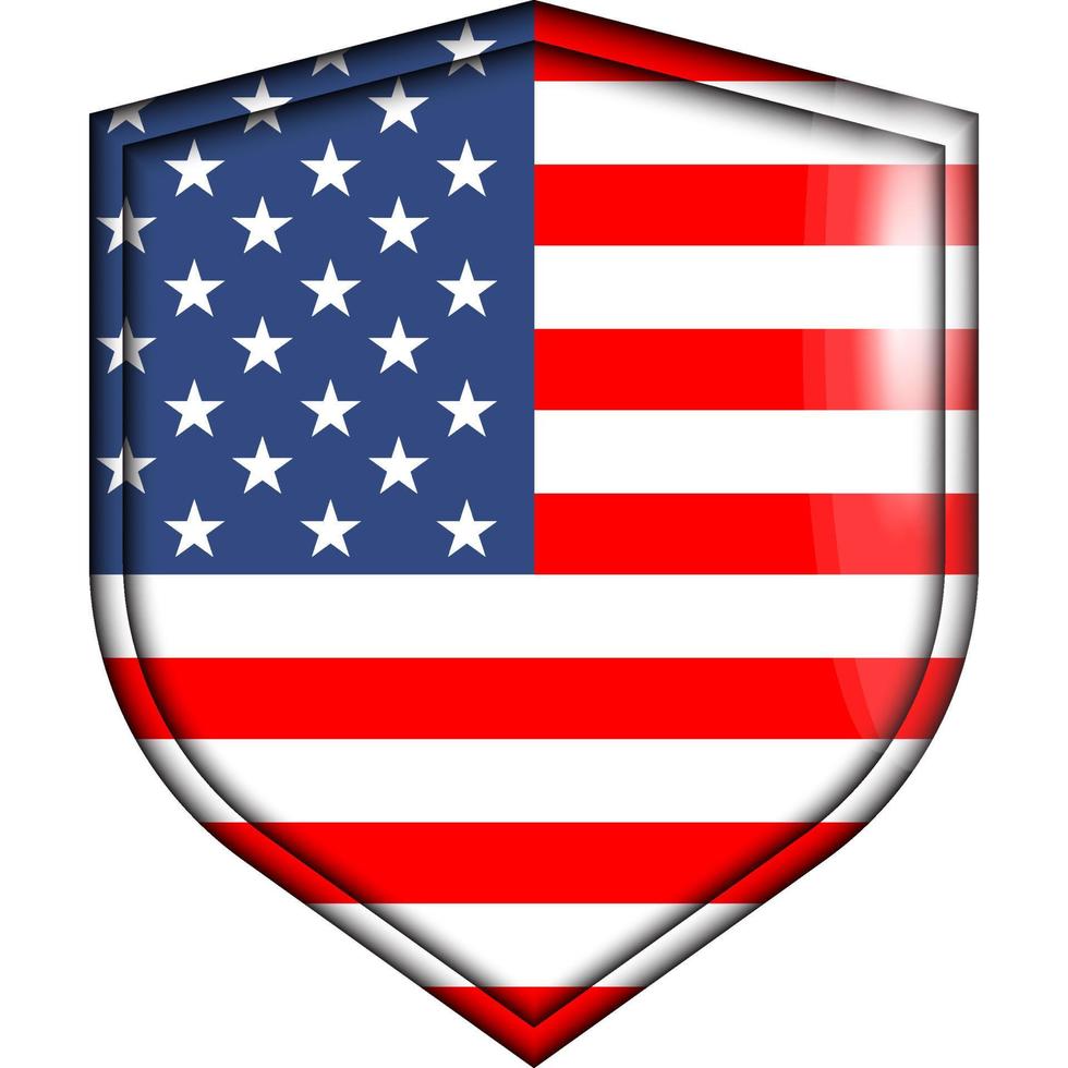 distintivo de ícone da bandeira americana, com efeito em relevo ou 3d vetor