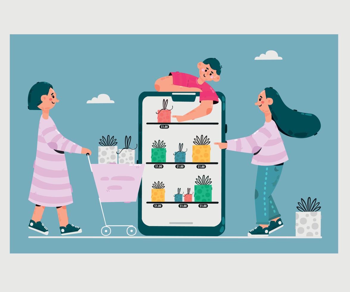 ilustração de pedido de compras online vetor