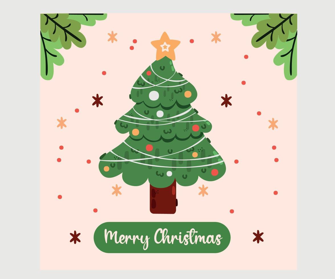 saudação de feliz natal com ilustração de árvore vetor