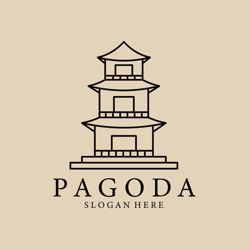 logotipo de arte de linha pagode, ícone e símbolo, design de ilustração vetorial vetor
