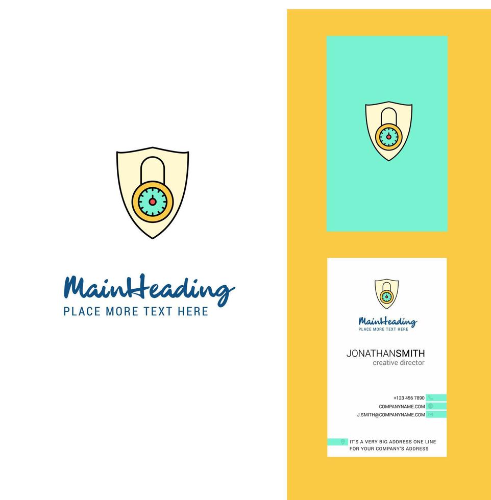 logotipo criativo protegido e vetor de design vertical de cartão de visita