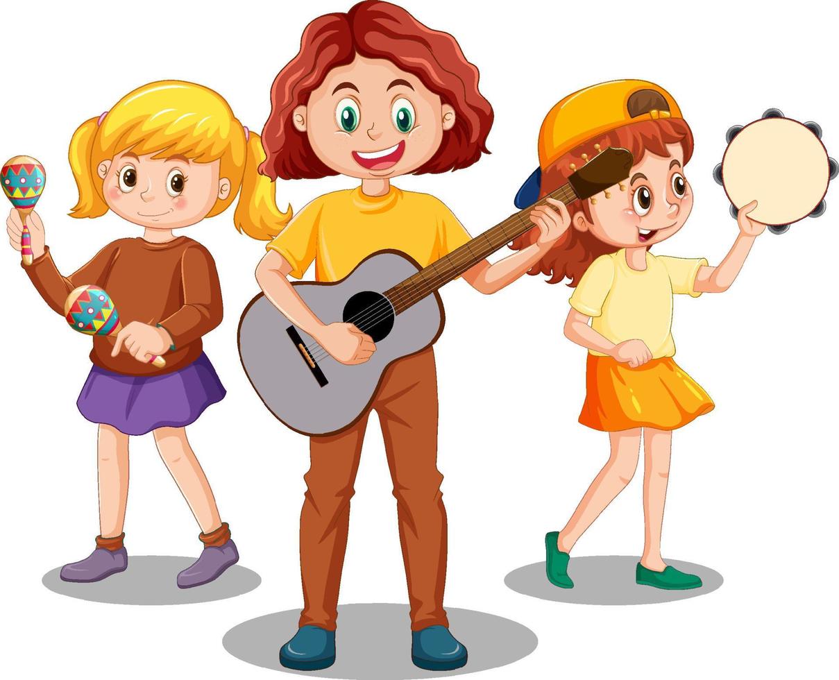 personagem de desenho animado de banda de música infantil vetor