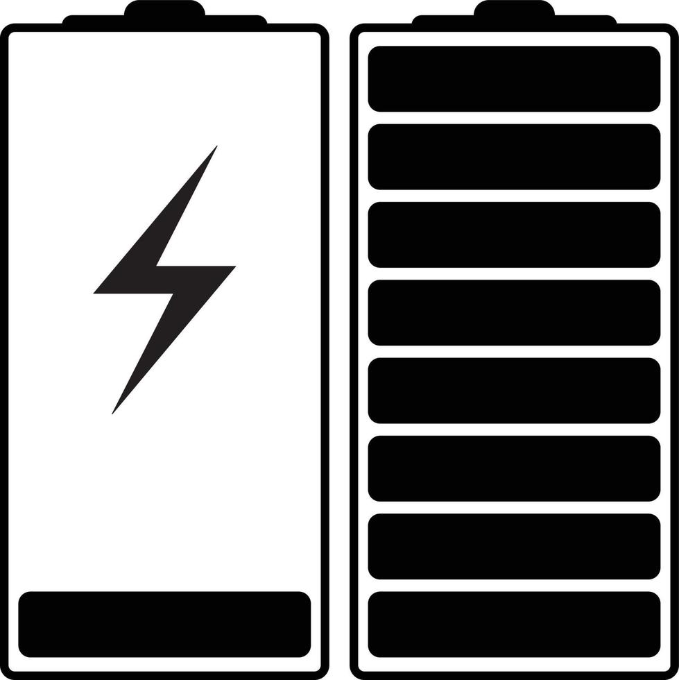 conjunto de ícones de bateria. conjunto de ícones gsm da bateria. ícone indicador de carga de carregamento da bateria. nível de energia da bateria. conjunto de vetor de símbolo indicador de nível de carga da bateria