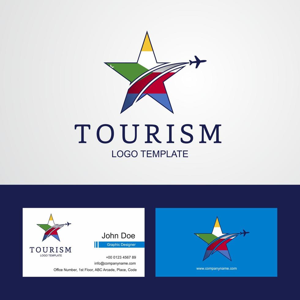 viagens república democrática do congo bandeira criativa logotipo da estrela e design de cartão de visita vetor