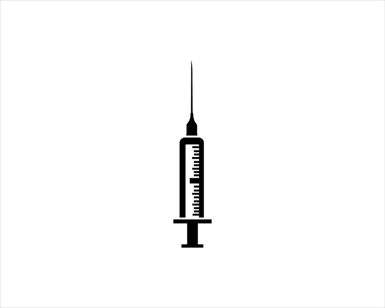 ícone de seringa preta isolado. sinal de vacina simples. símbolo de injeção vetor