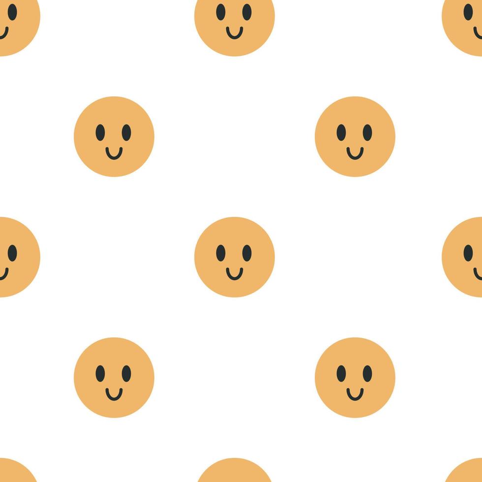 mão desenhada sem costura padrão. emoji de rosto sorridente vetor