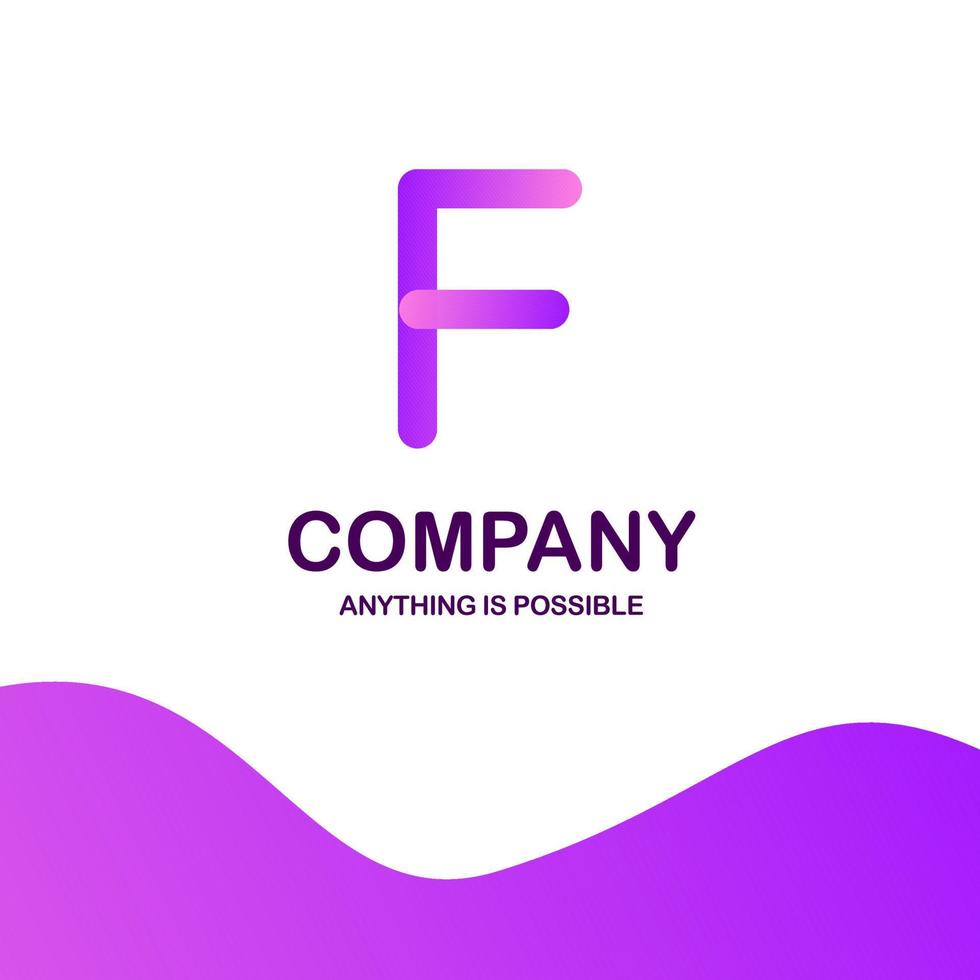 f design de logotipo da empresa com vetor de tema roxo