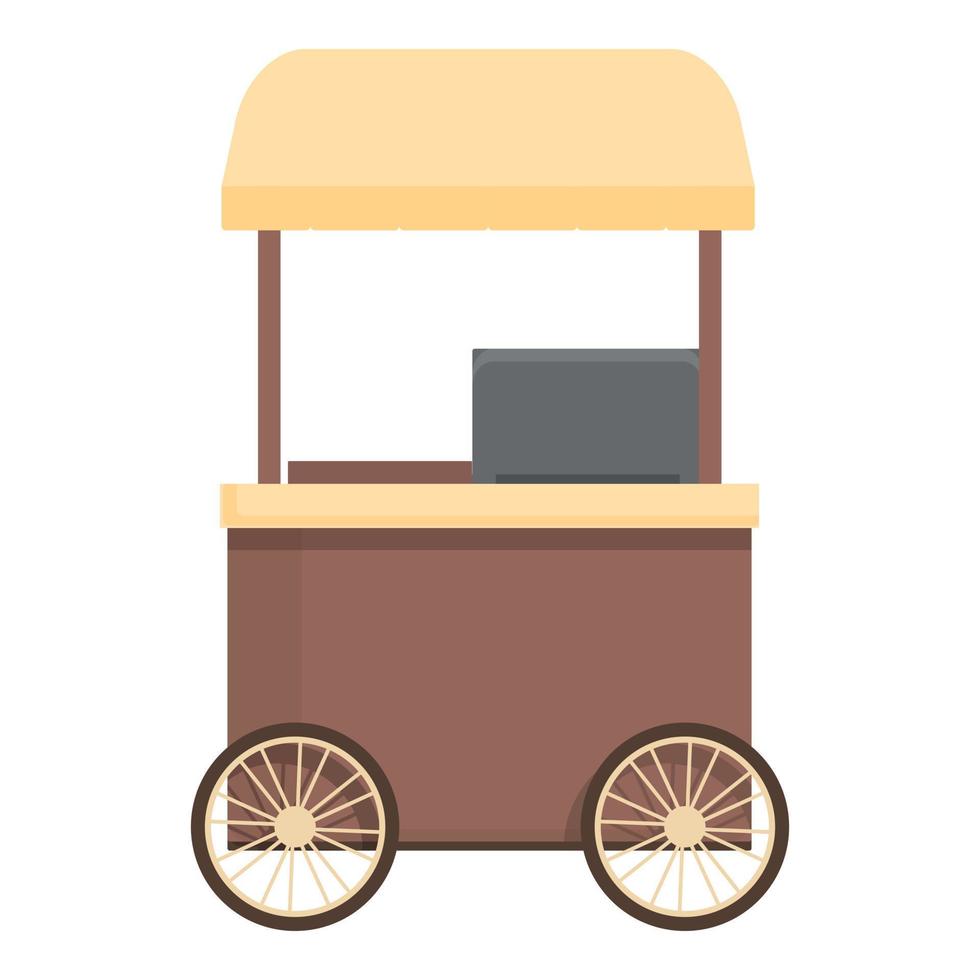 vetor de desenhos animados de ícone de carrinho de rua. mercado de café