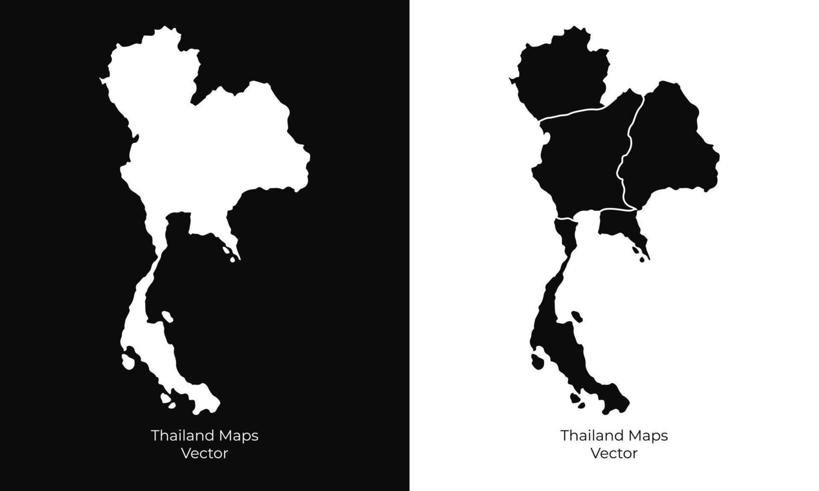 coleção de vetor de design de mapas de silhueta tailândia. vetor de mapas de silhueta tailândia