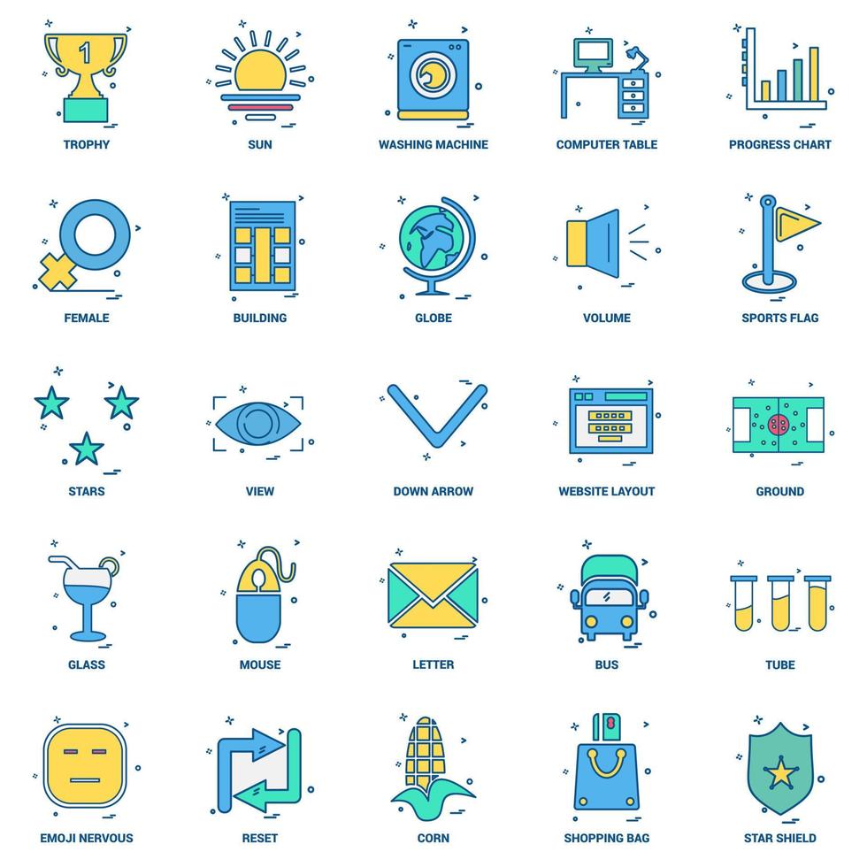 25 conceito de negócios misturar conjunto de ícones de cores planas vetor