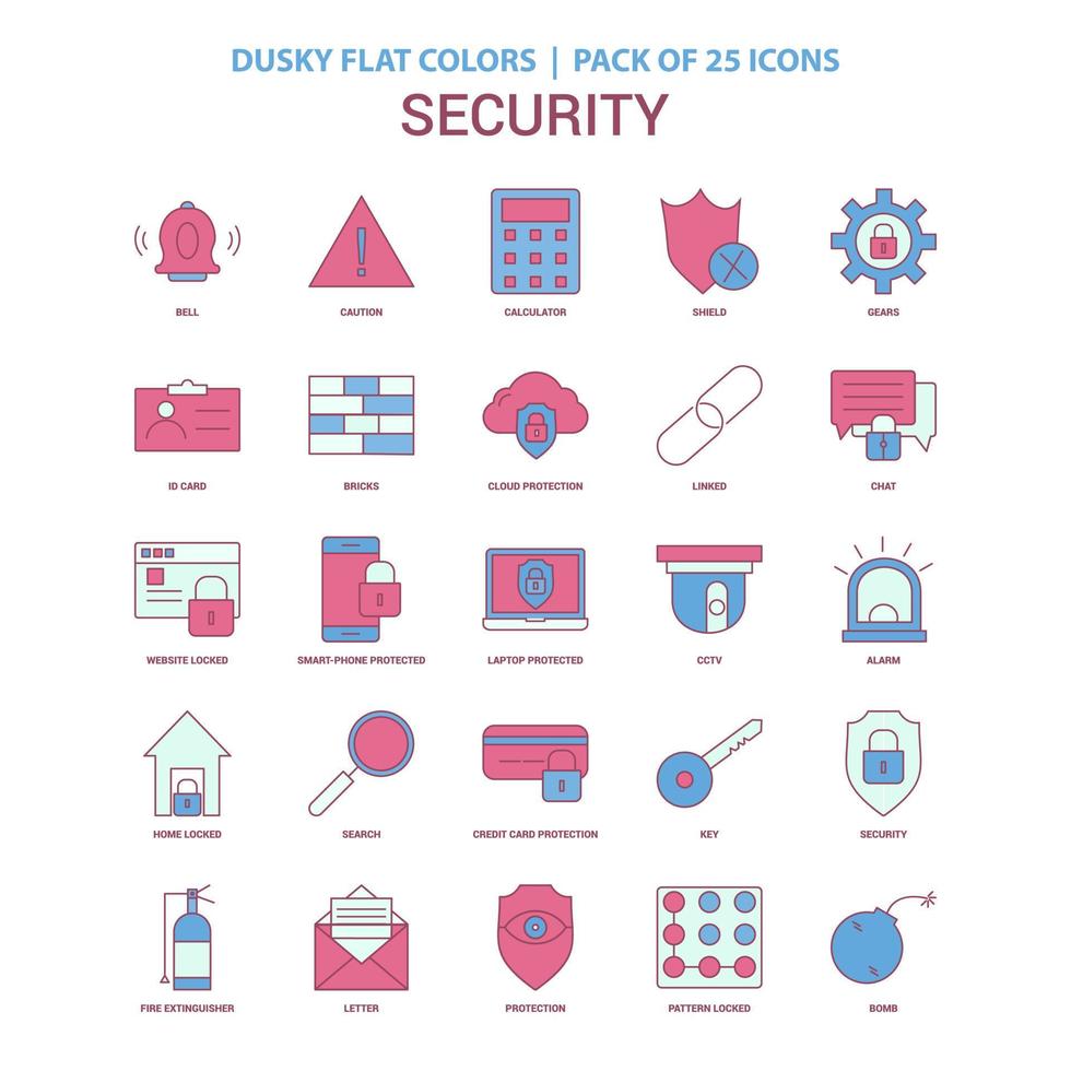 ícone de segurança pacote de ícones vintage 25 de cor plana escura vetor
