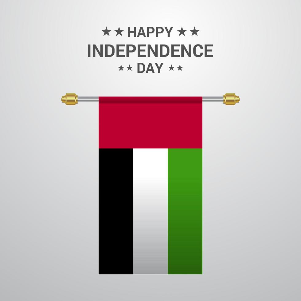 dia da independência dos Emirados Árabes Unidos pendurando o fundo da bandeira vetor