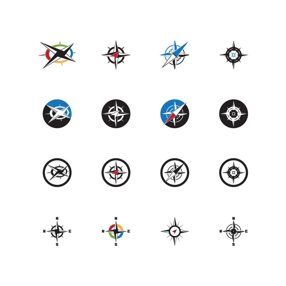 ícone de bússola e modelo de vetor de símbolo