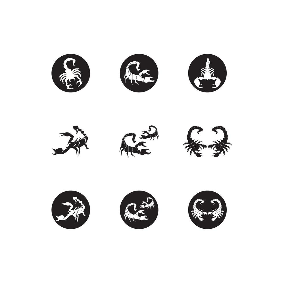 ícone de escorpião e modelo de vetor de símbolo