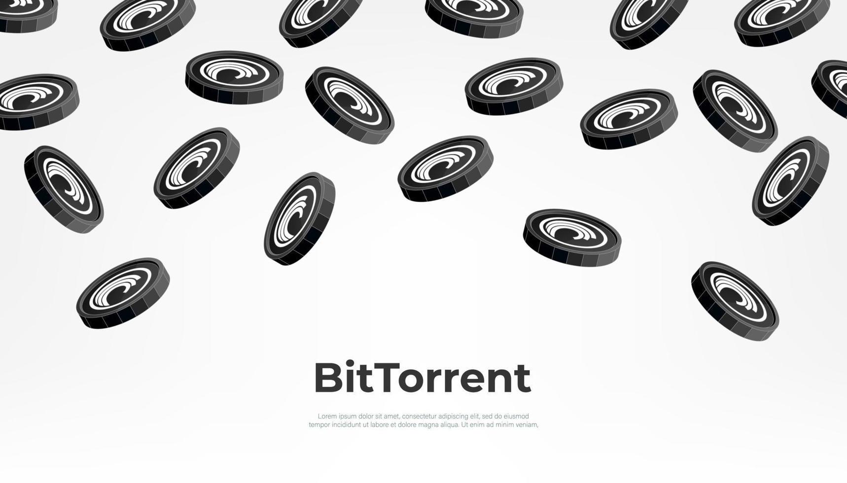 token de bittorrent caindo do céu. fundo do banner do conceito de criptomoeda btt. vetor