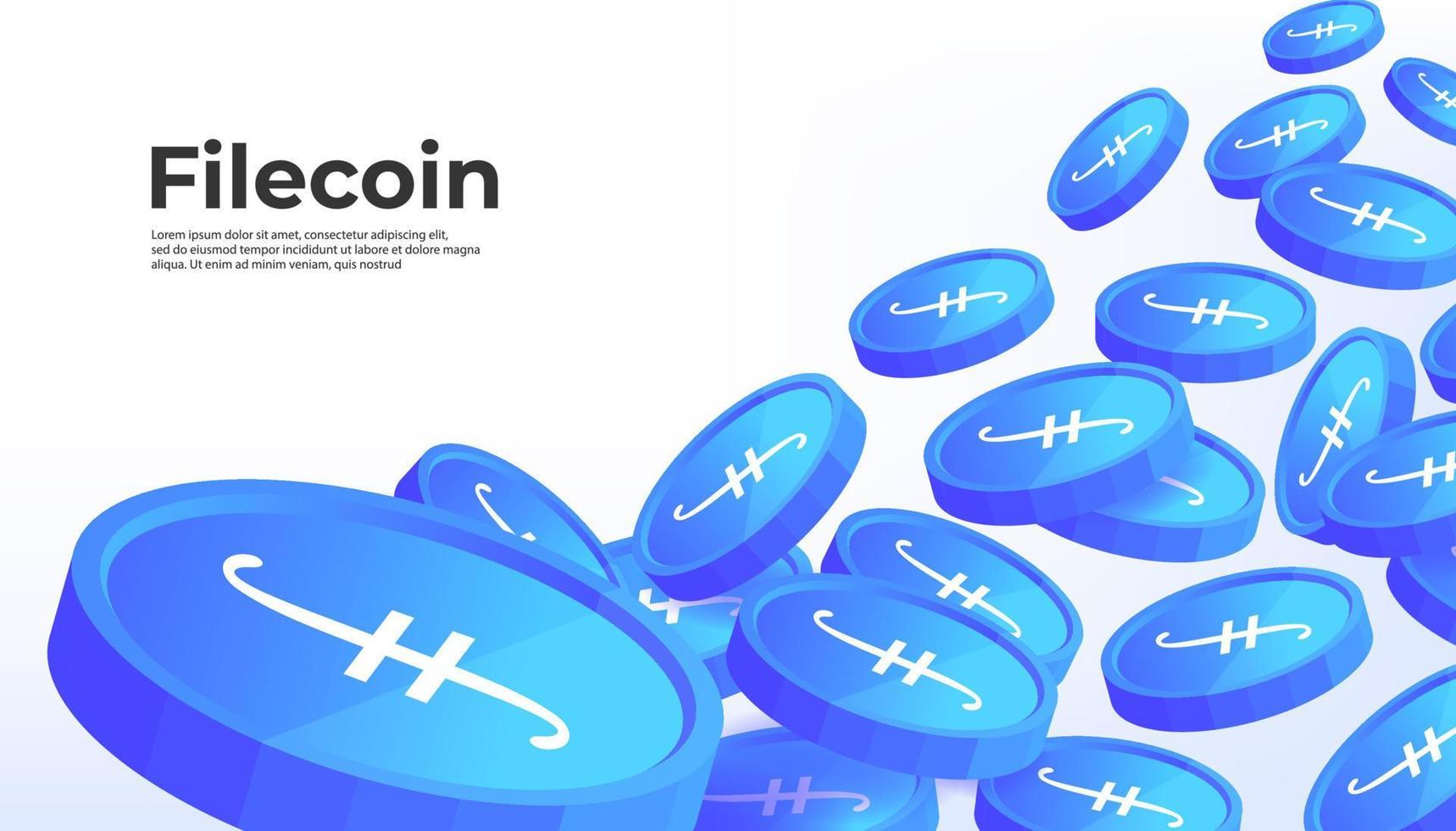 fundo do banner do conceito de criptomoeda filecoin fil. vetor