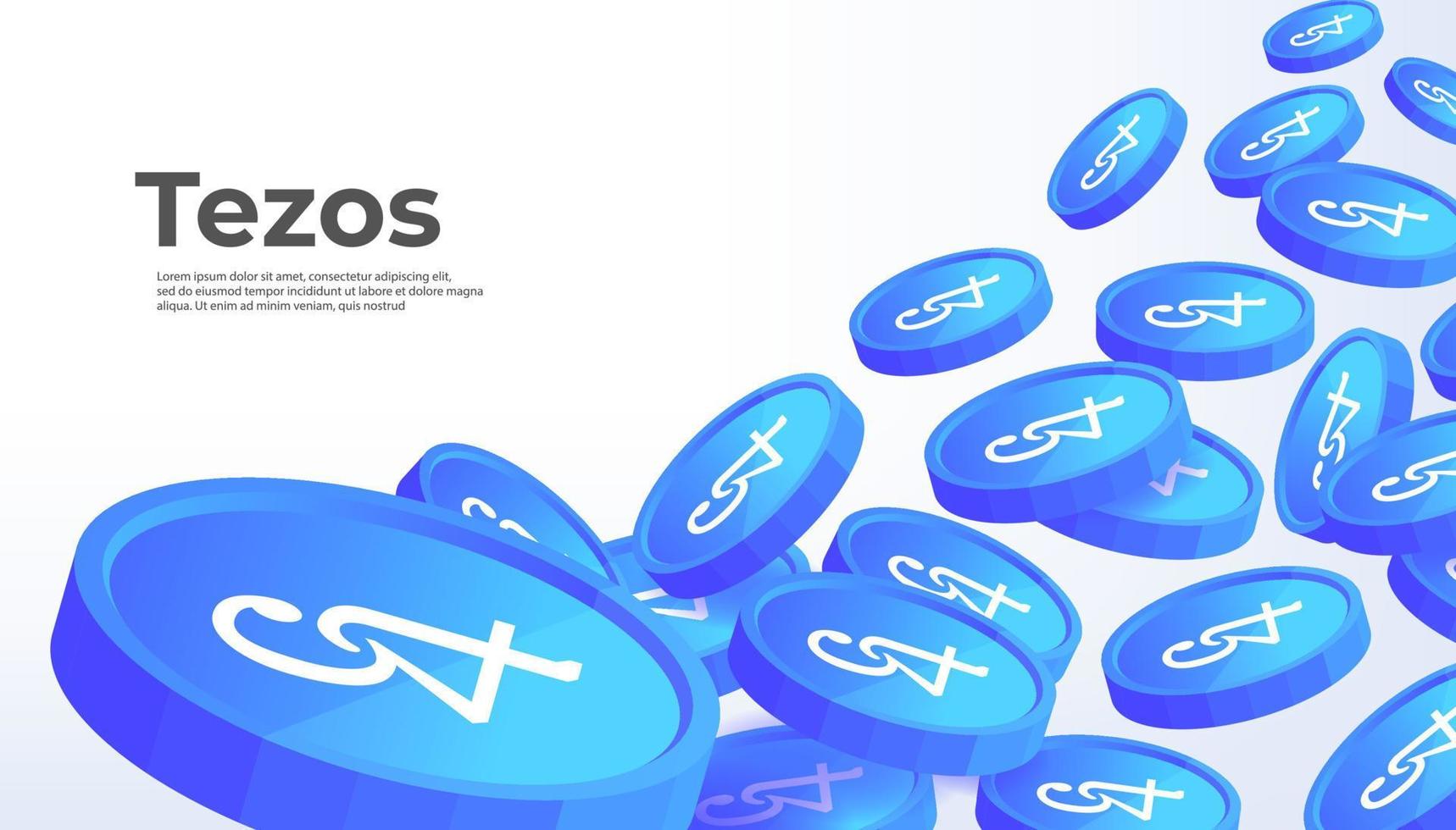 fundo do banner do conceito de criptomoeda tezos xtz. vetor