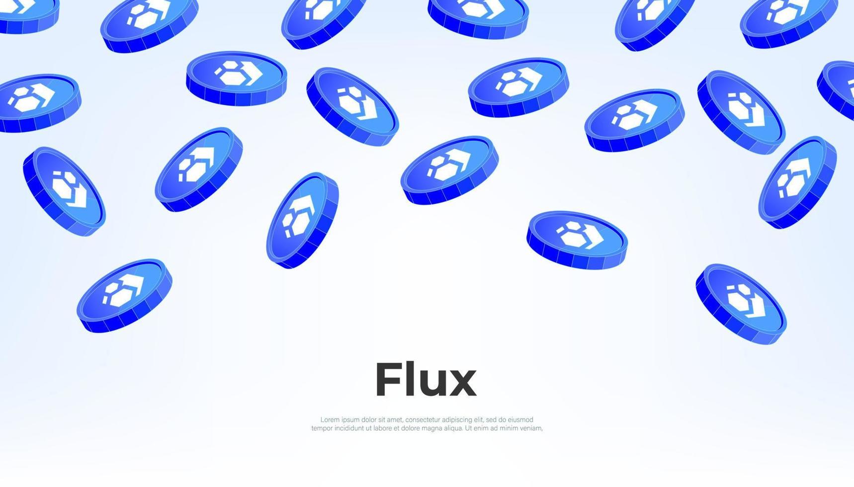 moeda de fluxo caindo do céu. fundo de banner do conceito de criptomoeda de fluxo. vetor