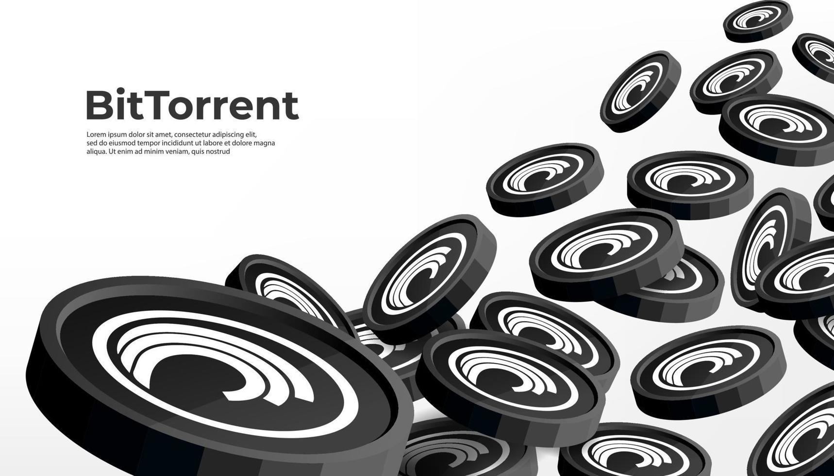 fundo do banner do conceito de criptomoeda bittorrent token btt. vetor