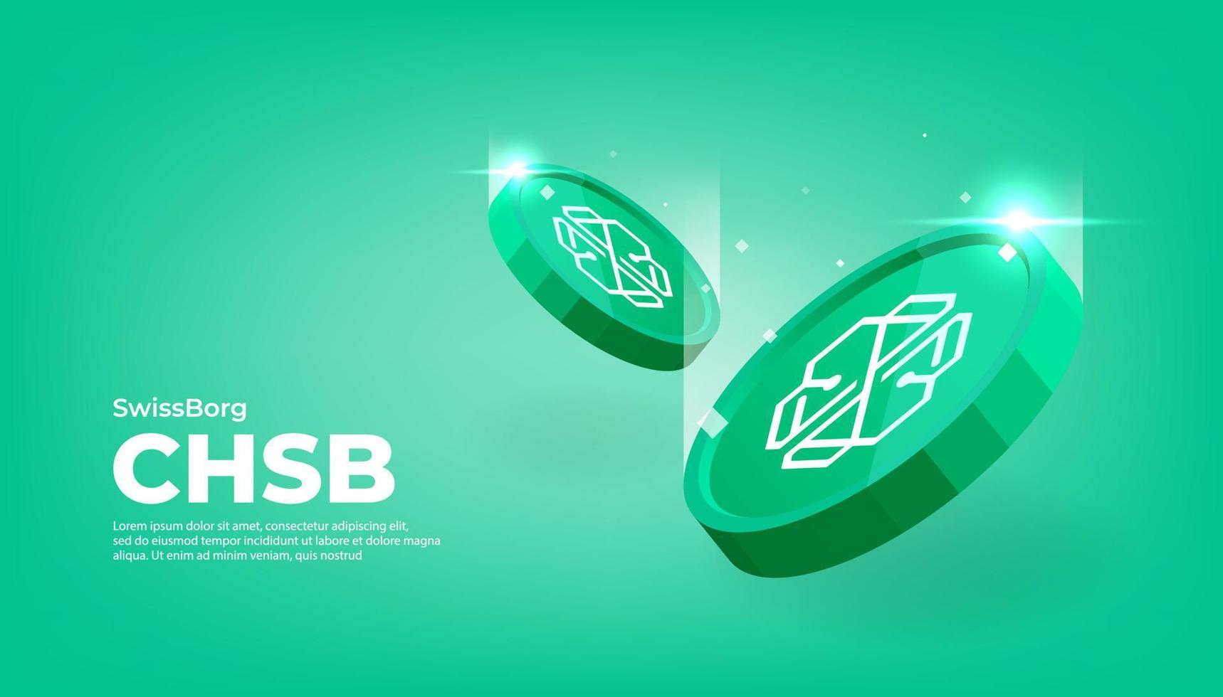 swissborg chsb coin cryptocurrency concept banner background. vetor