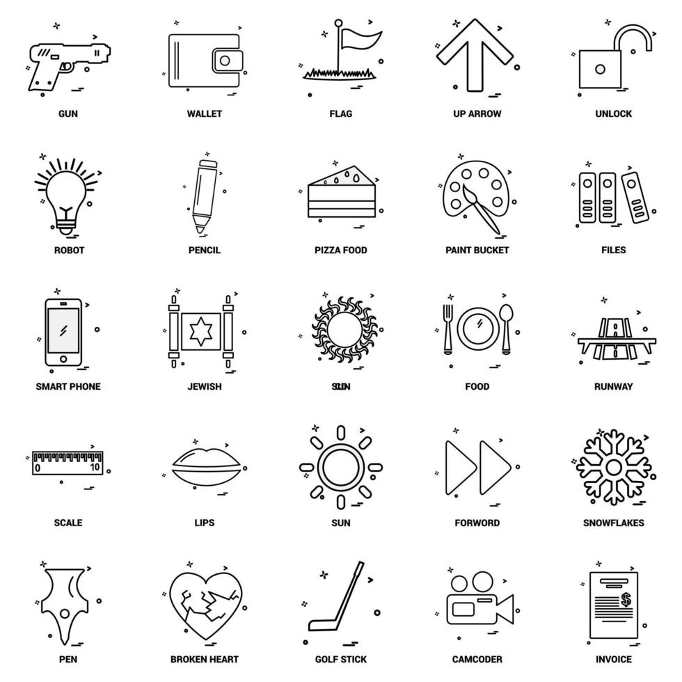 25 conjunto de ícones de linha de mix de conceito de negócios vetor
