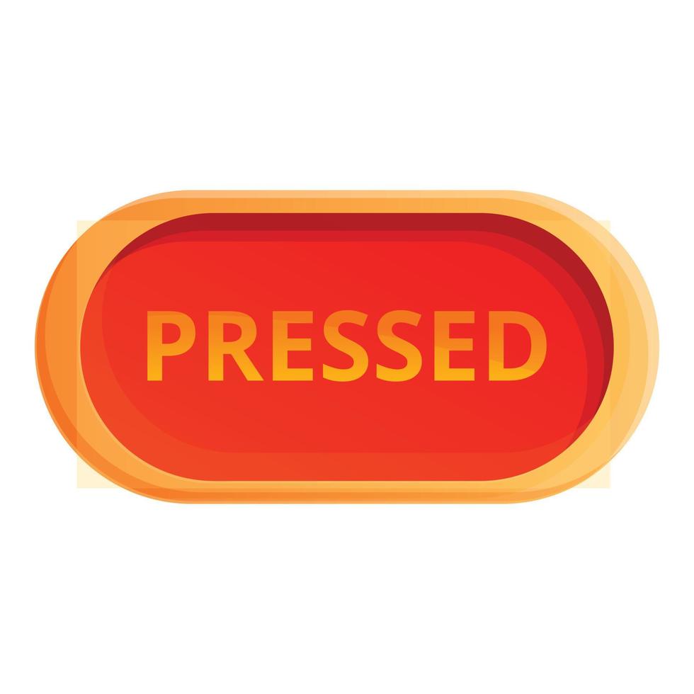 ícone de interface de botão pressionado, estilo cartoon vetor