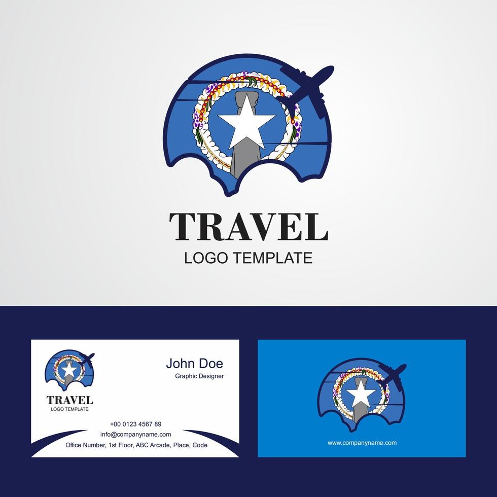 viajar logotipo da bandeira das ilhas marianas do norte e design de cartão de visita vetor