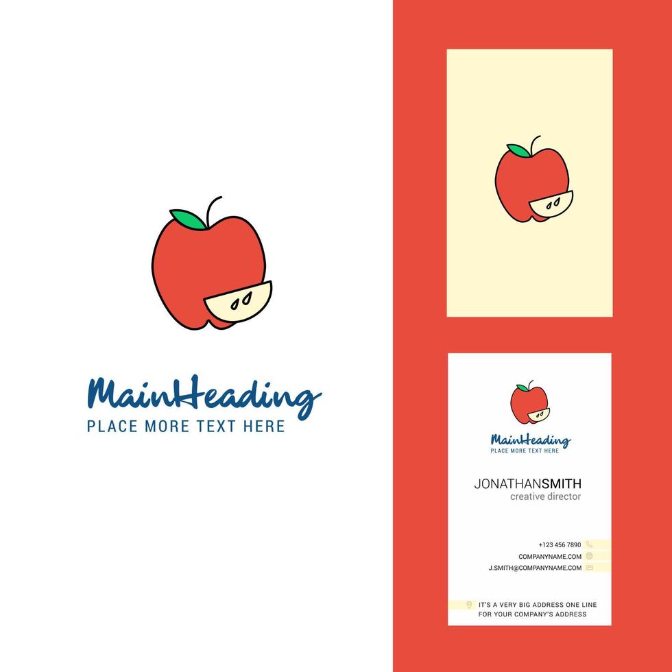 logotipo criativo da apple e vetor de design vertical de cartão de visita