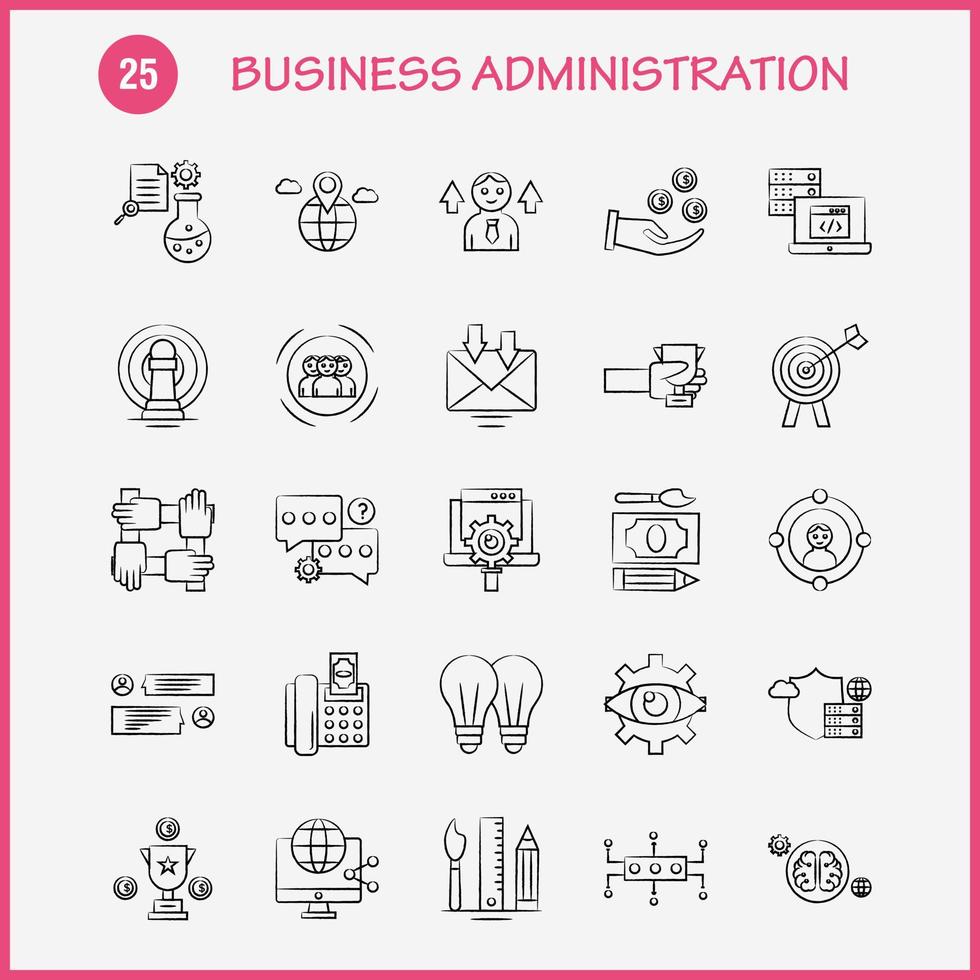 administração de negócios ícones desenhados à mão definidos para infográficos kit uxui móvel e design de impressão incluem arquivo de documento conta dólar arquivo de documento caneta coleção de calendário infográfico moderno lo vetor