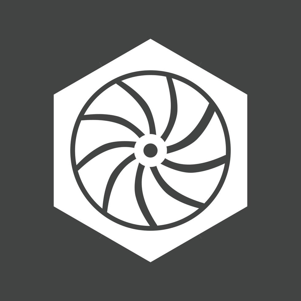 ícone invertido de glifo de diafragma hexagonal vetor