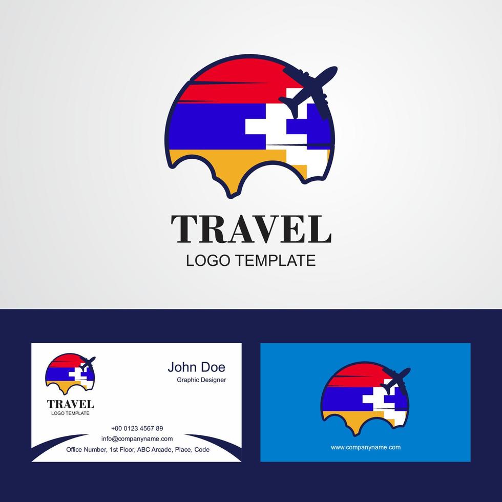 logotipo da bandeira da república de nagorno karabakh de viagem e design de cartão de visita vetor