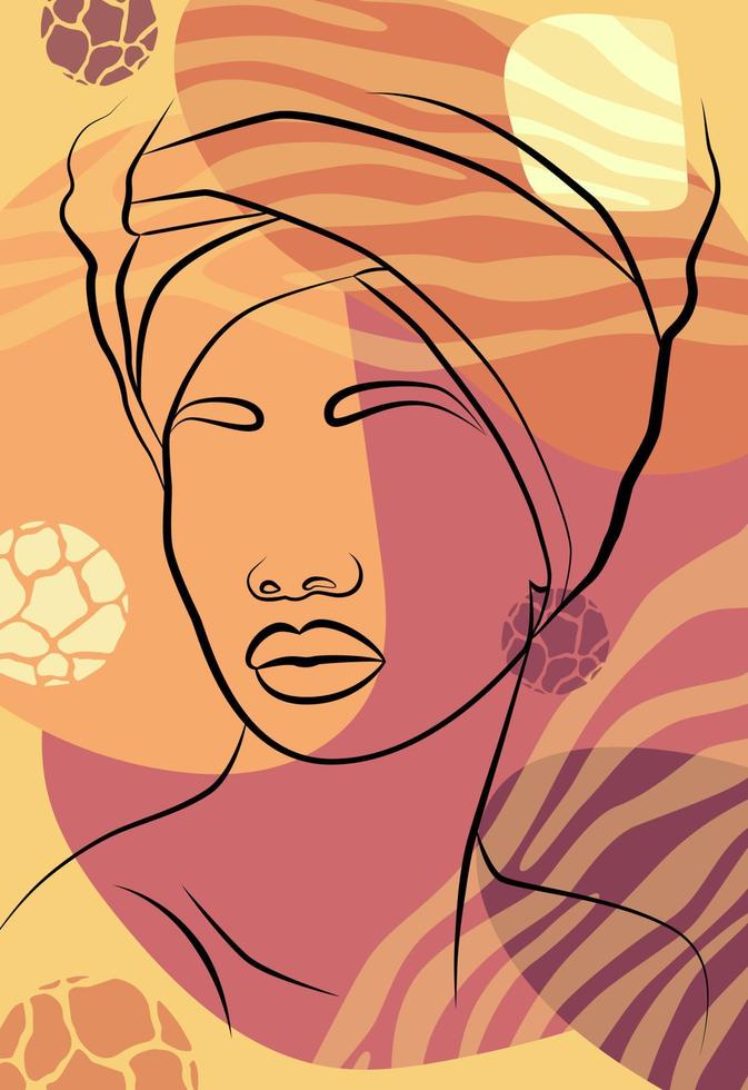 linda mulher africana. arte de parede no estilo da pop art. arte de parede colorida. vetor