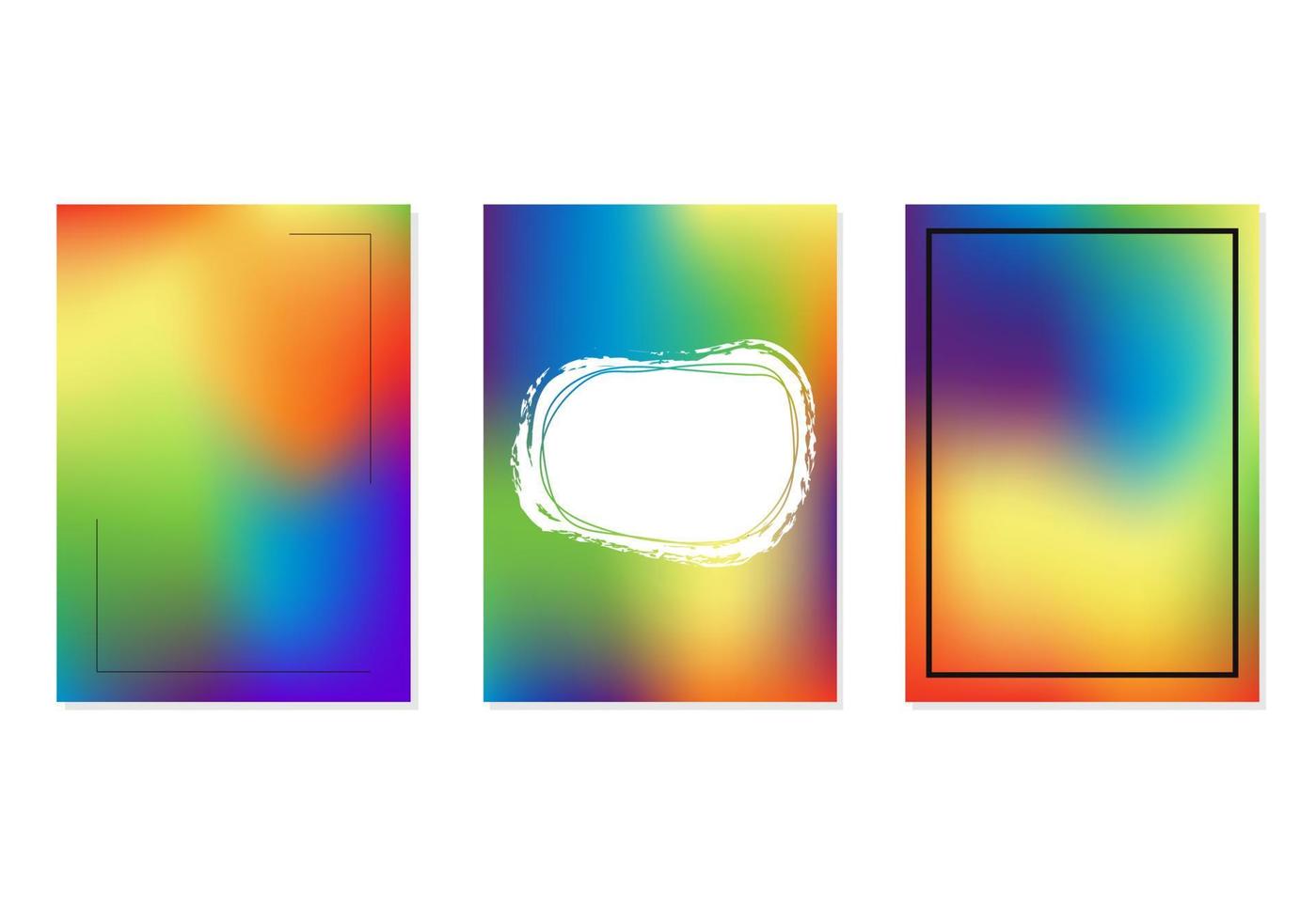 conjunto com três quadros em cores do arco-íris vetor